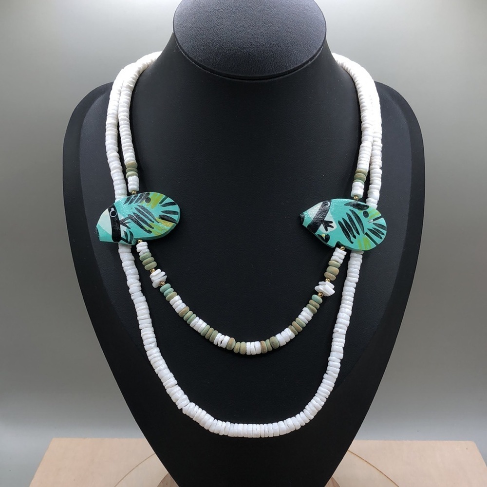 Curated bundle heishi bead boho beach whimsy summer layered look necklaces.